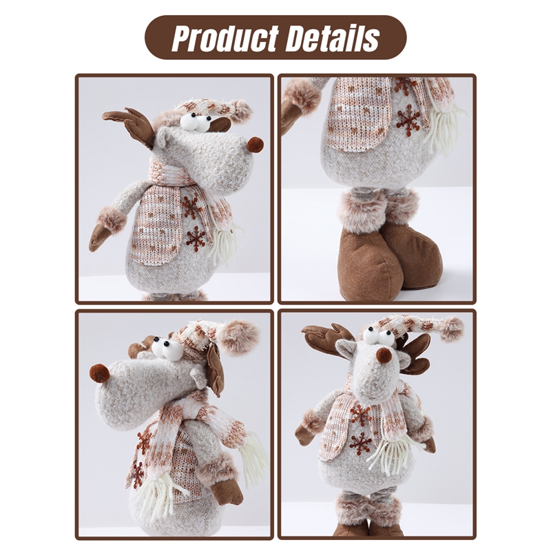 Tegooe Telescopic Plush Reindeer Christmas Decoration - Adjustable Height Holiday Doll