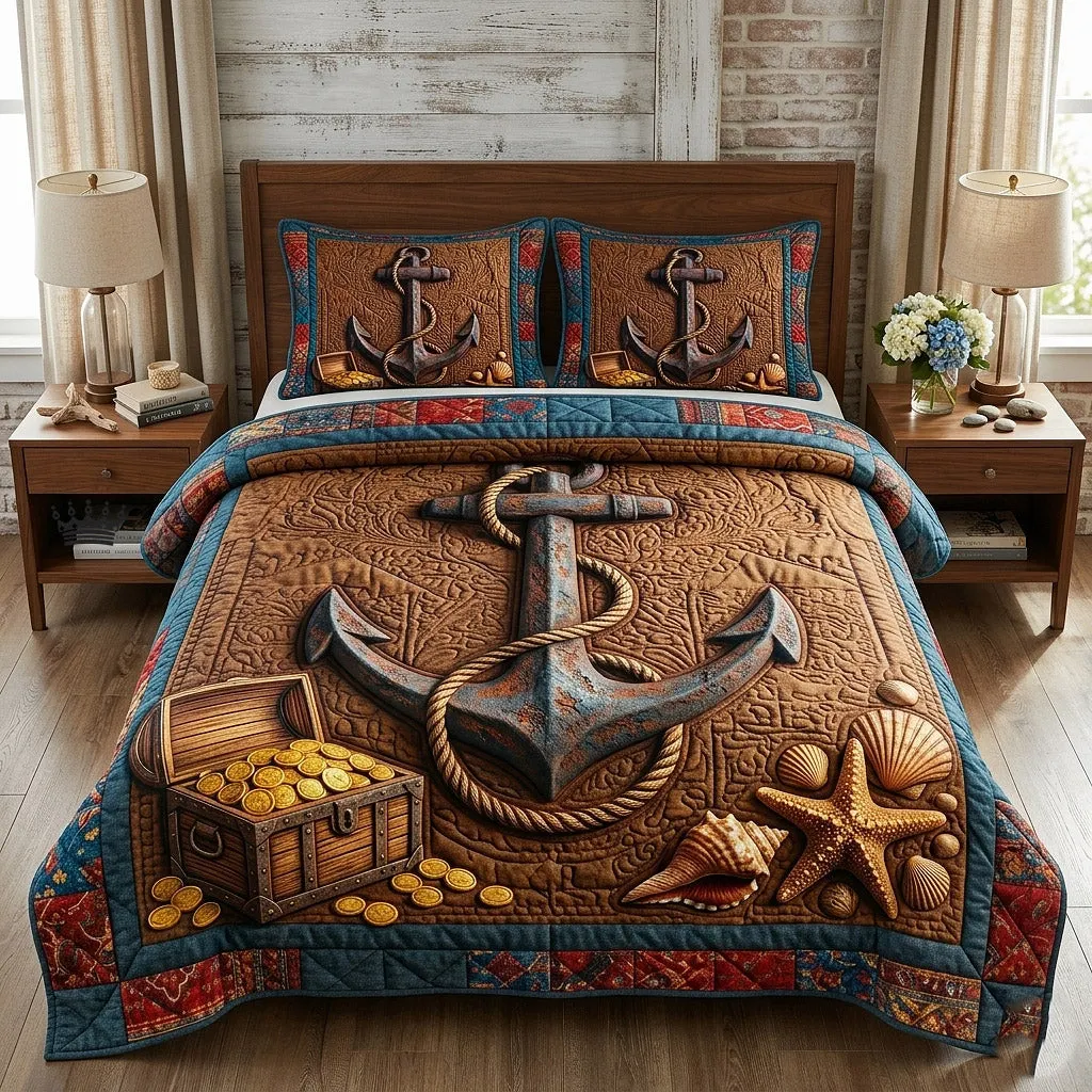 Nautical Anchor 3-Piece Quilted Bedding Set GFTOTP17753