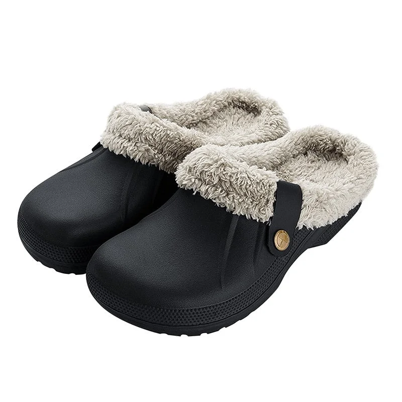 2021 Winter Waterproof Slippers Women Men Winter Shoes Plush Warm Flat Home Shoes Woman Soft Comfort Female Shoes Clogs Slippers