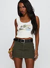 Rarebird Denim Mini Skirt Khaki