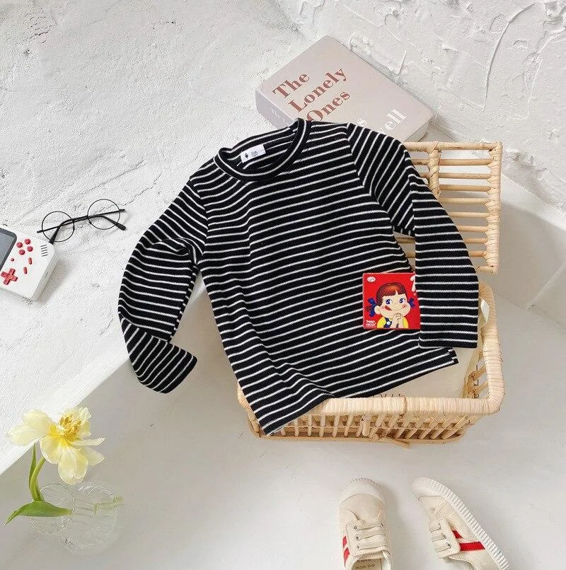 2-8T Toddler Kid Baby Boy Girl Clothes Spring Striped T Shirt Long Sleeve Top Casual Stretch Cotton Tee Shirt Cute Sweet tshirt