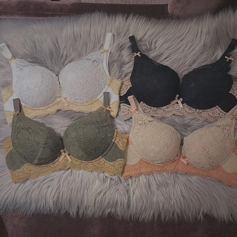 Lenceria Lace Wire Free Push Up Bra Underwear Set Women Brassiere Sexy Bra And Panty Set Ensemble Lingerie Hot Women's Intimates