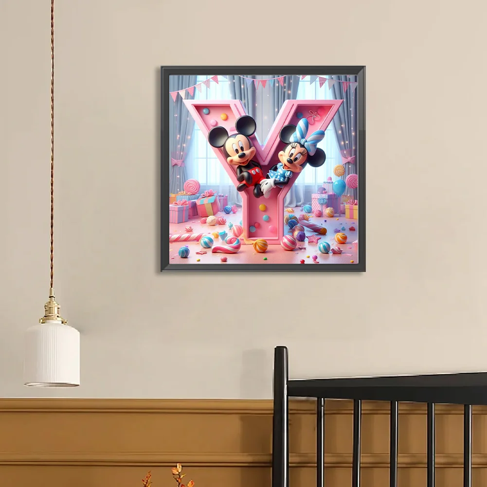 Full Round Diamond Painting 40*40cm - Mickey Minnie Alphabet