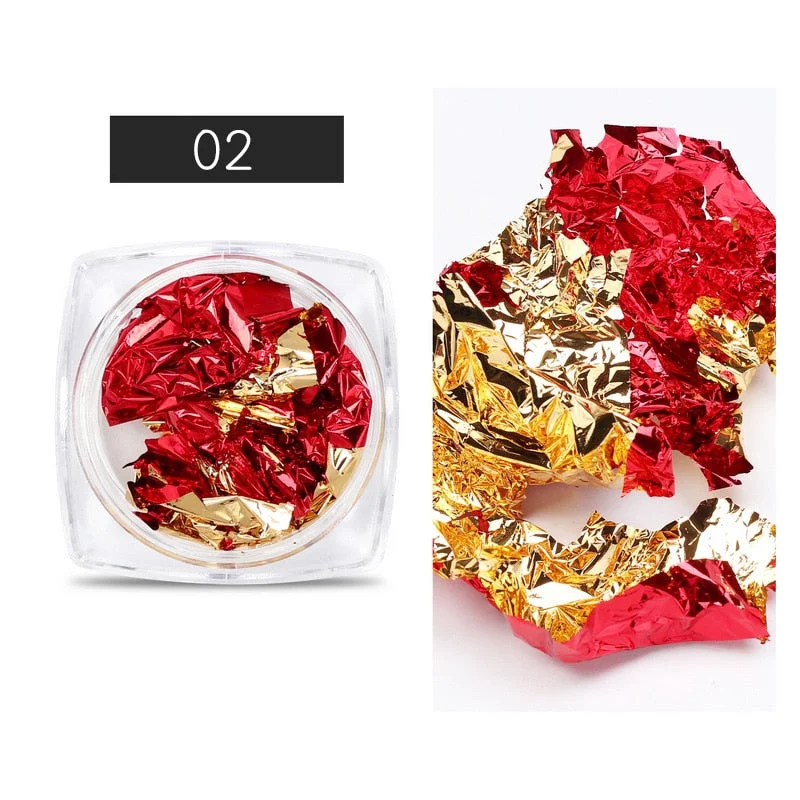 1Box Gold Silver Green Nail Art Foil Paper Colorful Irregular Aluminum Nail Sticker Glitter Gel Polish Decoration