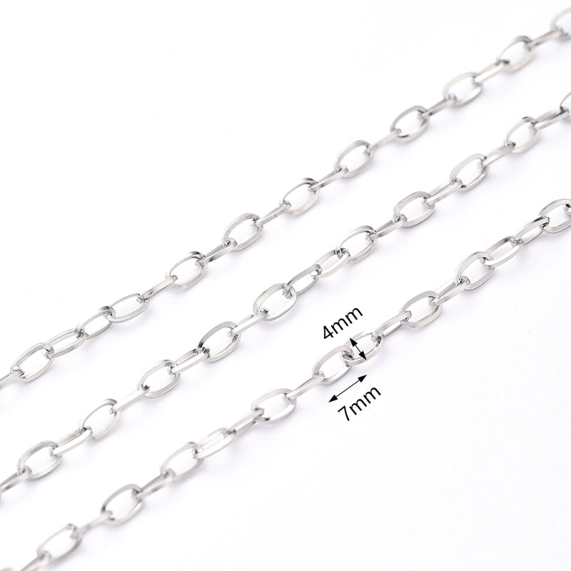 1m/Package 304 Stainless Steel Gold Plated Solid Color Polished Chain