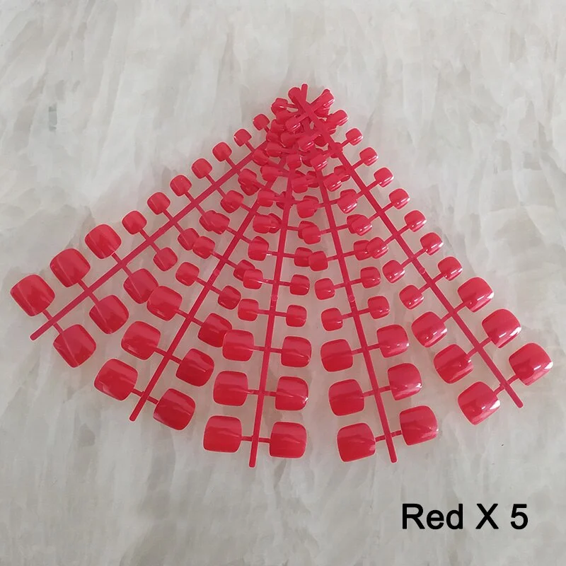 Nail Adhesives Included 5 Sets/bag Toe Short False Nail Tips Candy Color Toe Nails Full Cover Foot Fake Nails Art Tips-Nail Inspo