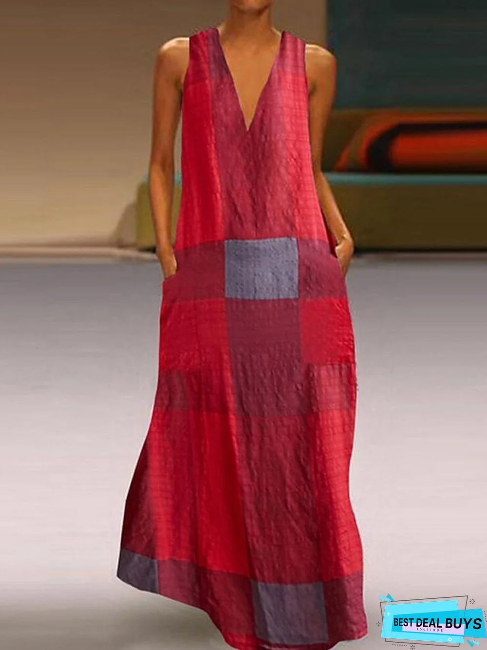 Women's A-Line Dress Maxi long Dress Sleeveless Color Block Summer Hot Elegant Maxi Dress Blue Red Yellow