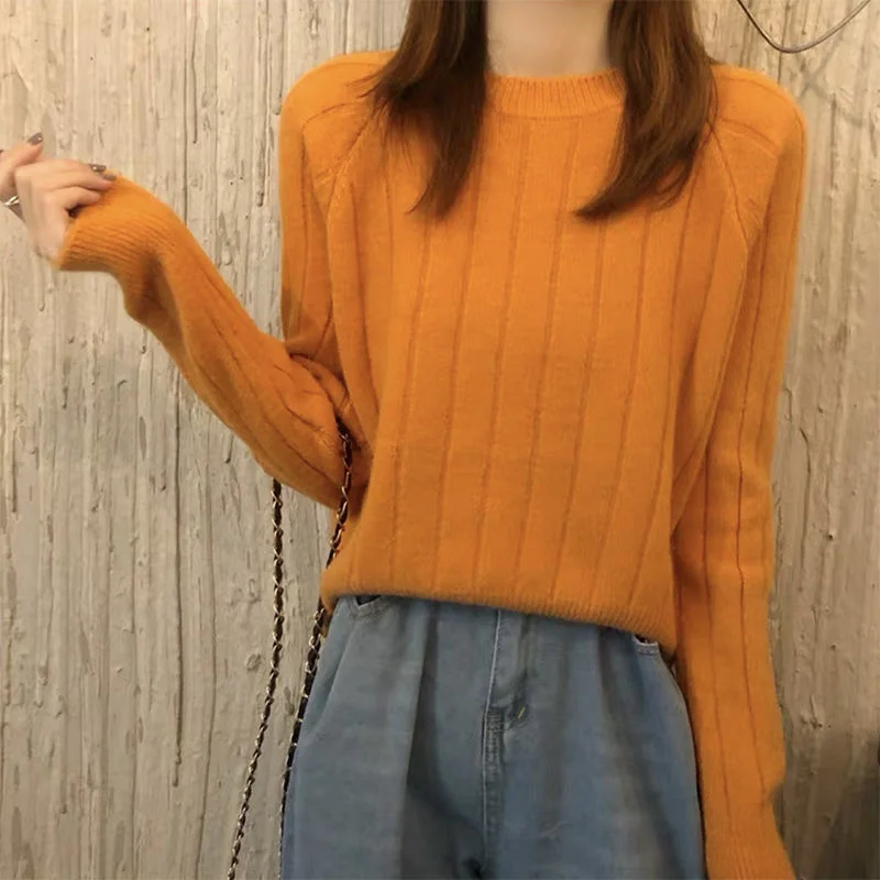 Churchf Churchf Waxy Languid Lazy Wind Round Collar Sweater Female Autumn Winter Design Feeling Small Minority Bottom Sweater Inside Build Foreign Style Jacket