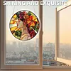 (25cm)DIY Acrylic Jigsaw Puzzle Window Hanging with Hanging Chain DIY Stained Glass Decoration Round Window Puzzle Decor for DIY Craft Project (Stained Glass Floral Lady)