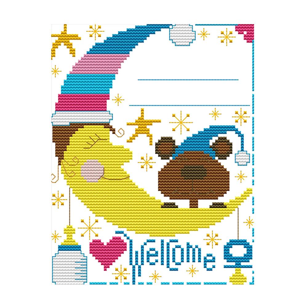 

Baby Bear Birth Certificate - 14CT Stamped Cross Stitch - 22*18cm, 501 Original