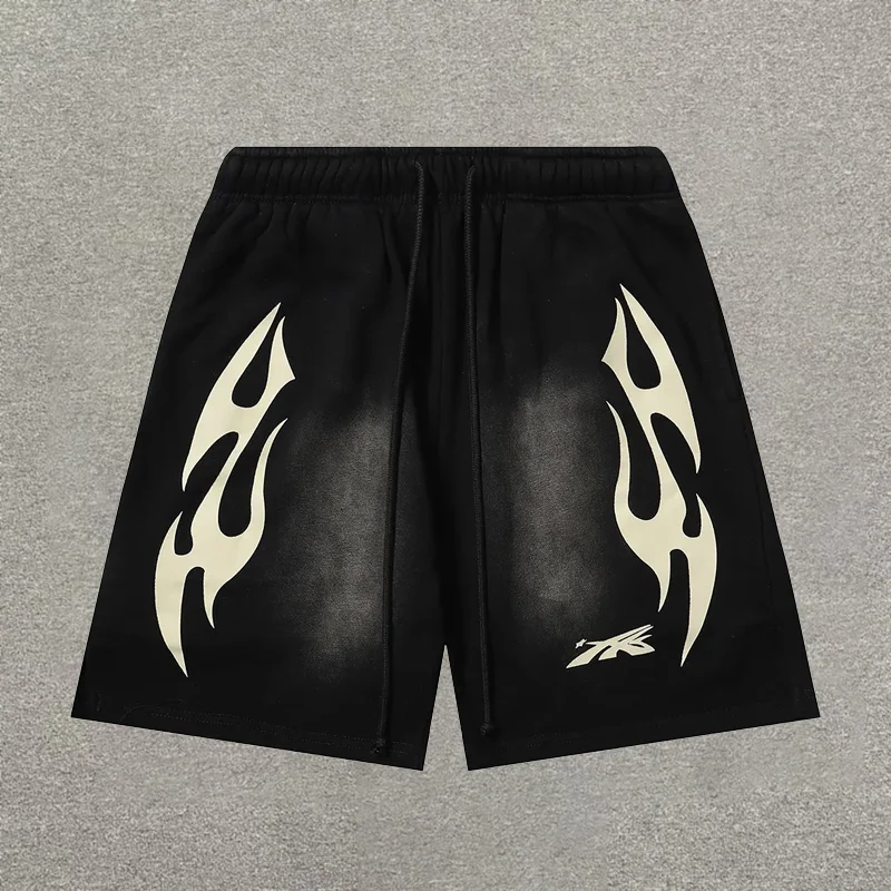 Sopula Vintage Print Graphic Cotton Drawstring Shorts
