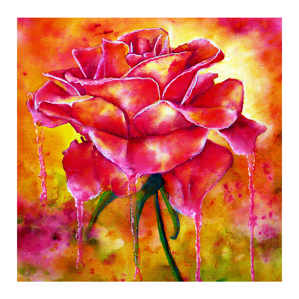 

40*40CM - Round Drill Diamond Painting - Red Rose, 501 Original