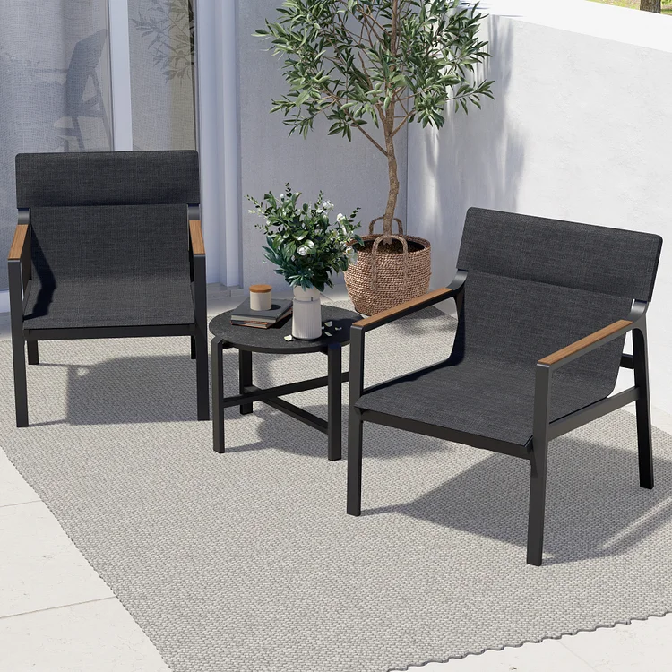 Bistro set with discount armchairs