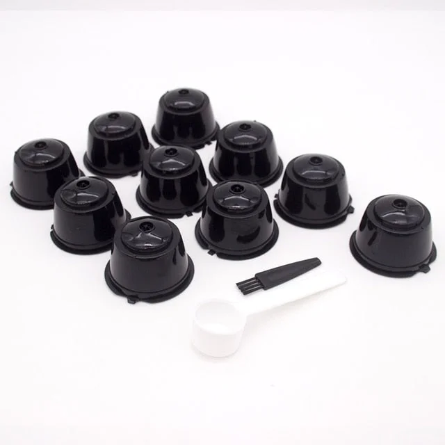 10PCS Refillable Capsules for Nescafe DOLCE GUSTO Coffee Capsules Reusable Filter with Spoon Brush Coffee Pods High Quality