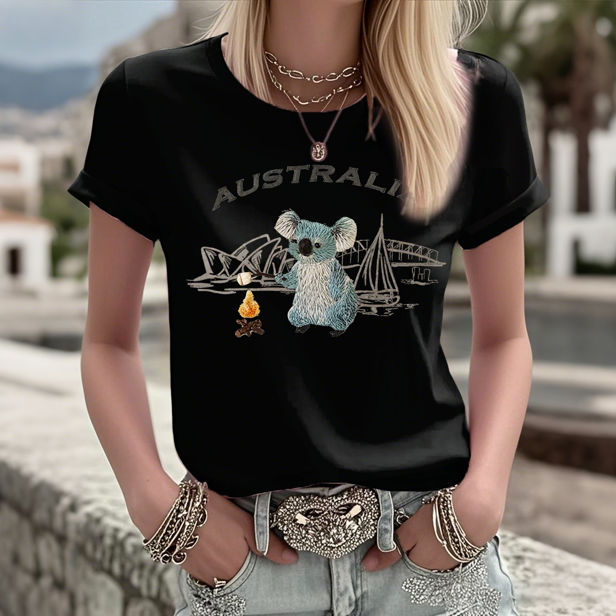 Women's Australian Koala Print Short-sleeved T-shirt artswardrobe