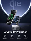 2 in 1 Qi2 Magnetic Foldable Charging Station, Fast Wireless Charger Compatible with iPhone 15 14 13 12, Airpods3 2 Pro (Without AC Adapter)