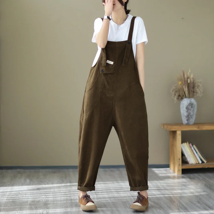 Spring Summer Cotton Solid Casual Jumpsuit