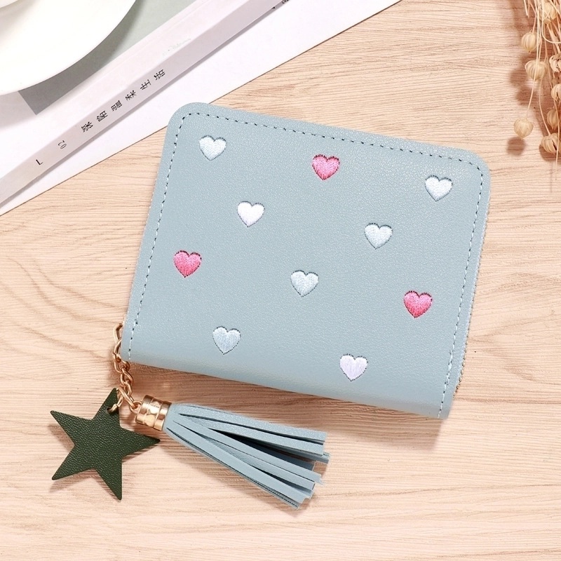 Women’s Solid Color Pu Leather Hook Loop Wallets