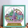 Paris Scenery In Crystal Ball-14CT Stamped Cross Stitch 27*28cm/10.63*11.02in tapestrymarket