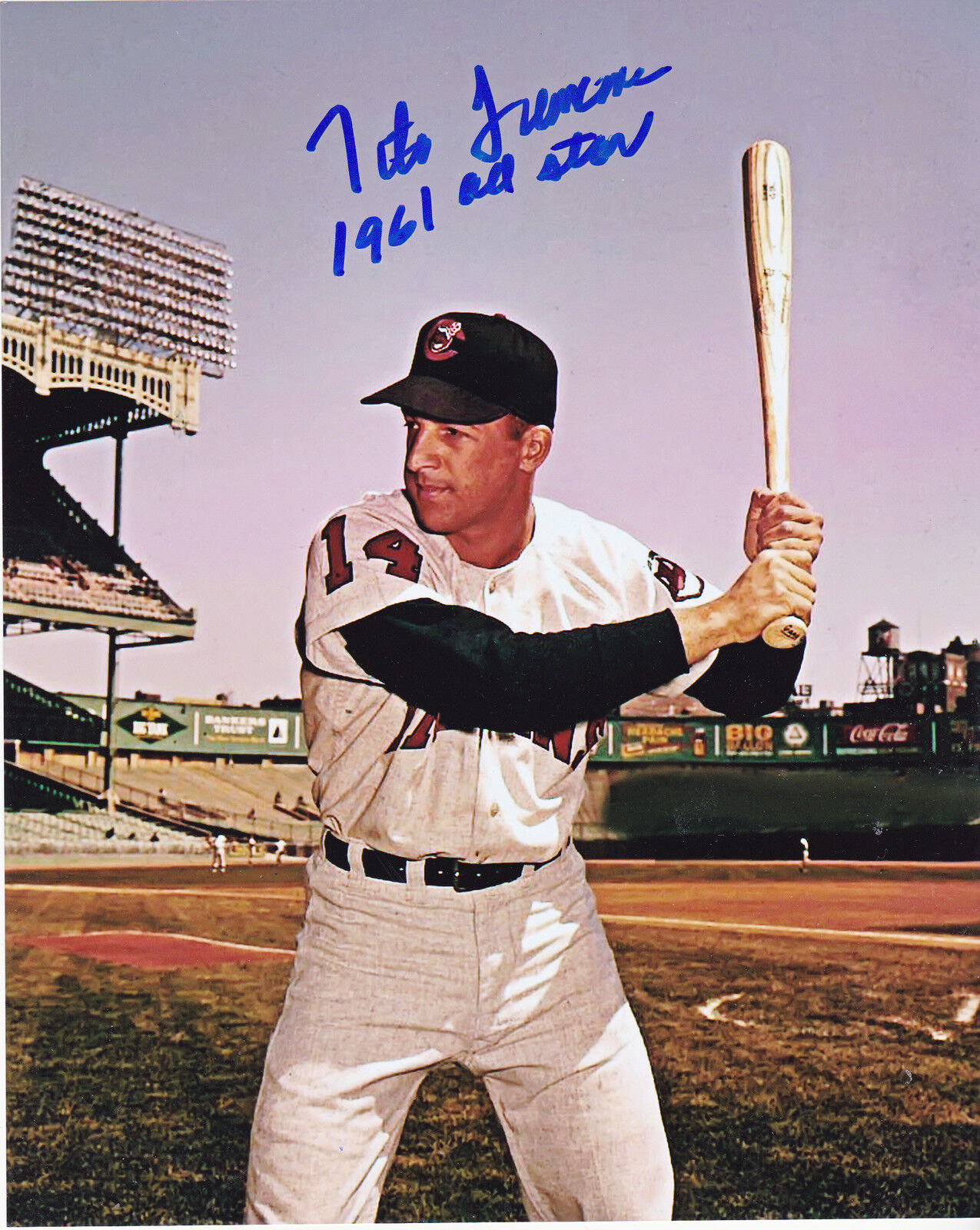 TITO FRANCONA CLEVELAND INDIANS 1961 ALL STAR ACTION SIGNED 8x10