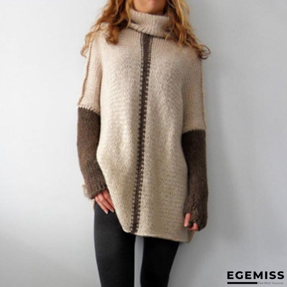 Autumn and Winter Turtleneck Loose Splicing Sweater | EGEMISS