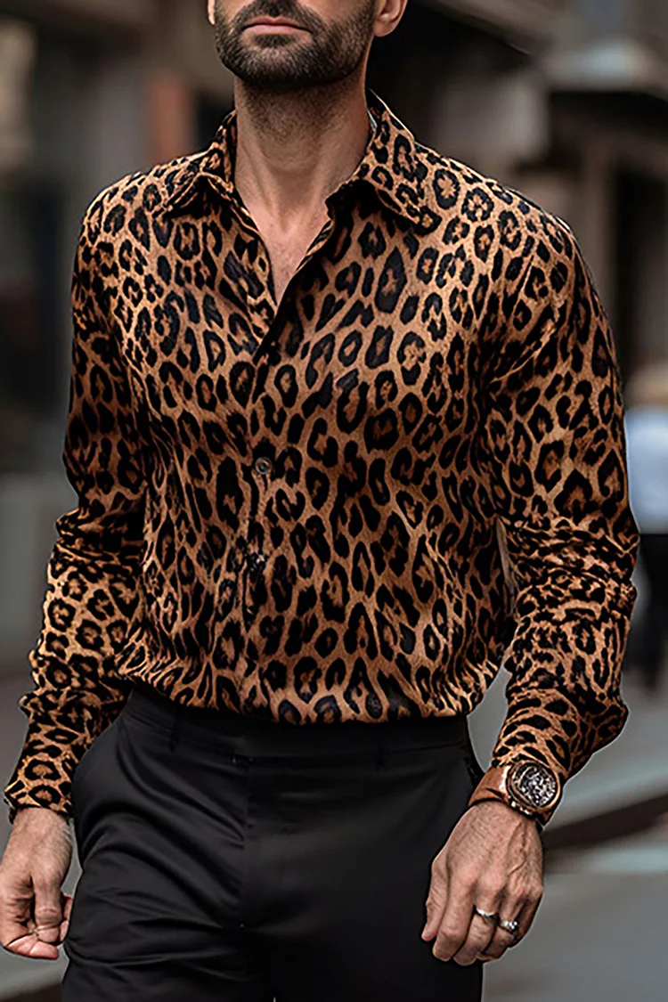 Leopard Print Slim Fit Festival Shirt
