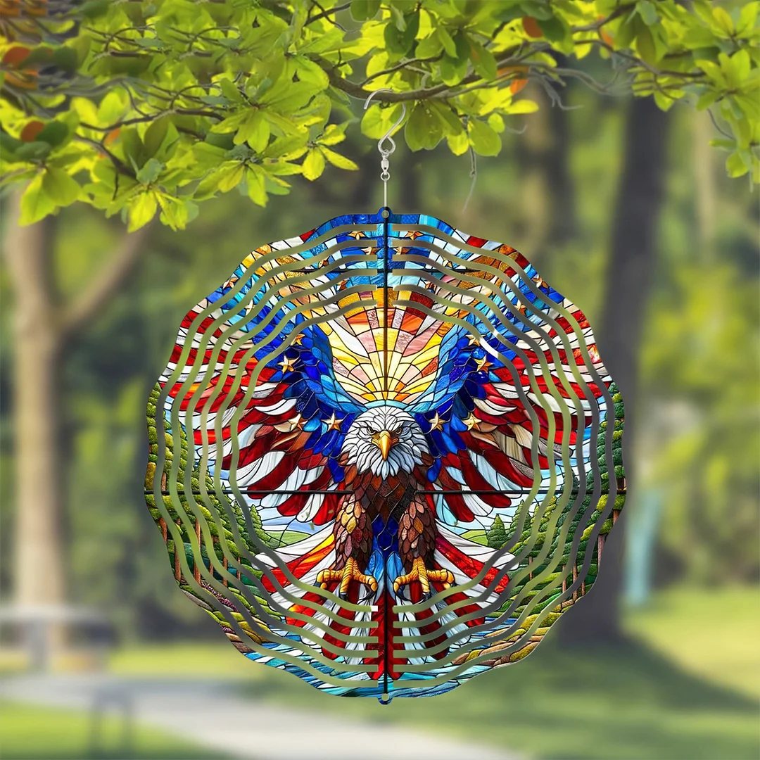 3D Hanging Wind Spinner 360 Degree Rotating 10-Inch Garden Wind Spinners Hanging Wind Catcher Art Gift for Home Garden Halloween Christmas (eagle)