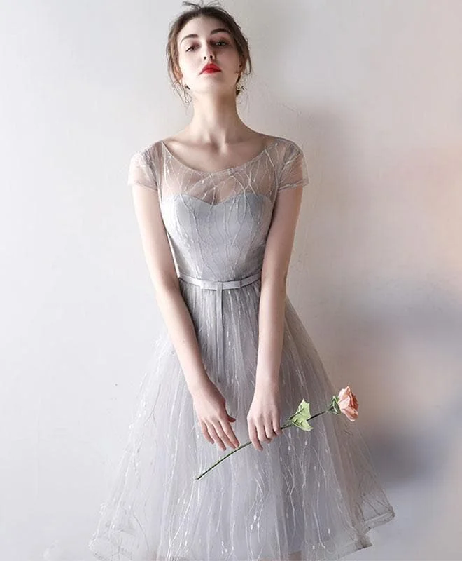 Cute Gray A Line Short Prom Dress