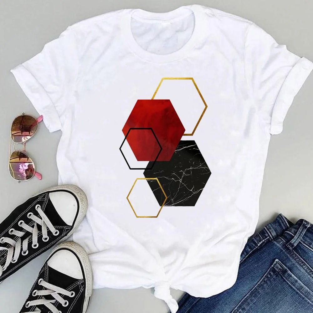 Women Tees Striped Lovely 90s Fashion Short Sleeve Tshirts Cartoon Print Summer Female Regular Clothes Tops Graphic T-Shirt