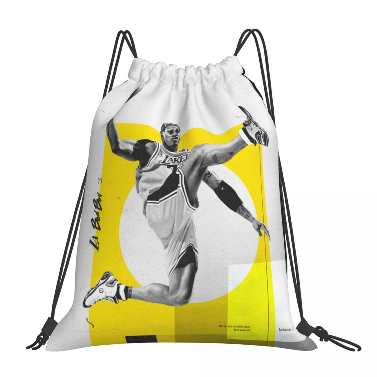 Los Angeles Lakers Dennis Rodman Drawstring Bags for School Gym