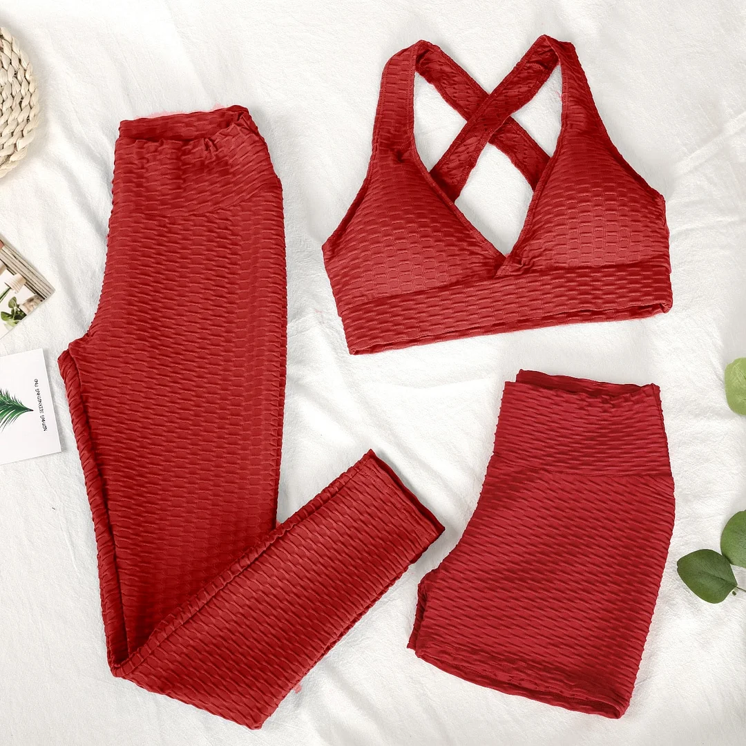 ATHVOTAR Two Piece Shorts Set Women Top and Pants Anti Cellulite Leggings High Waist 3 Piece Set Tracksuits Sweat Suits Women