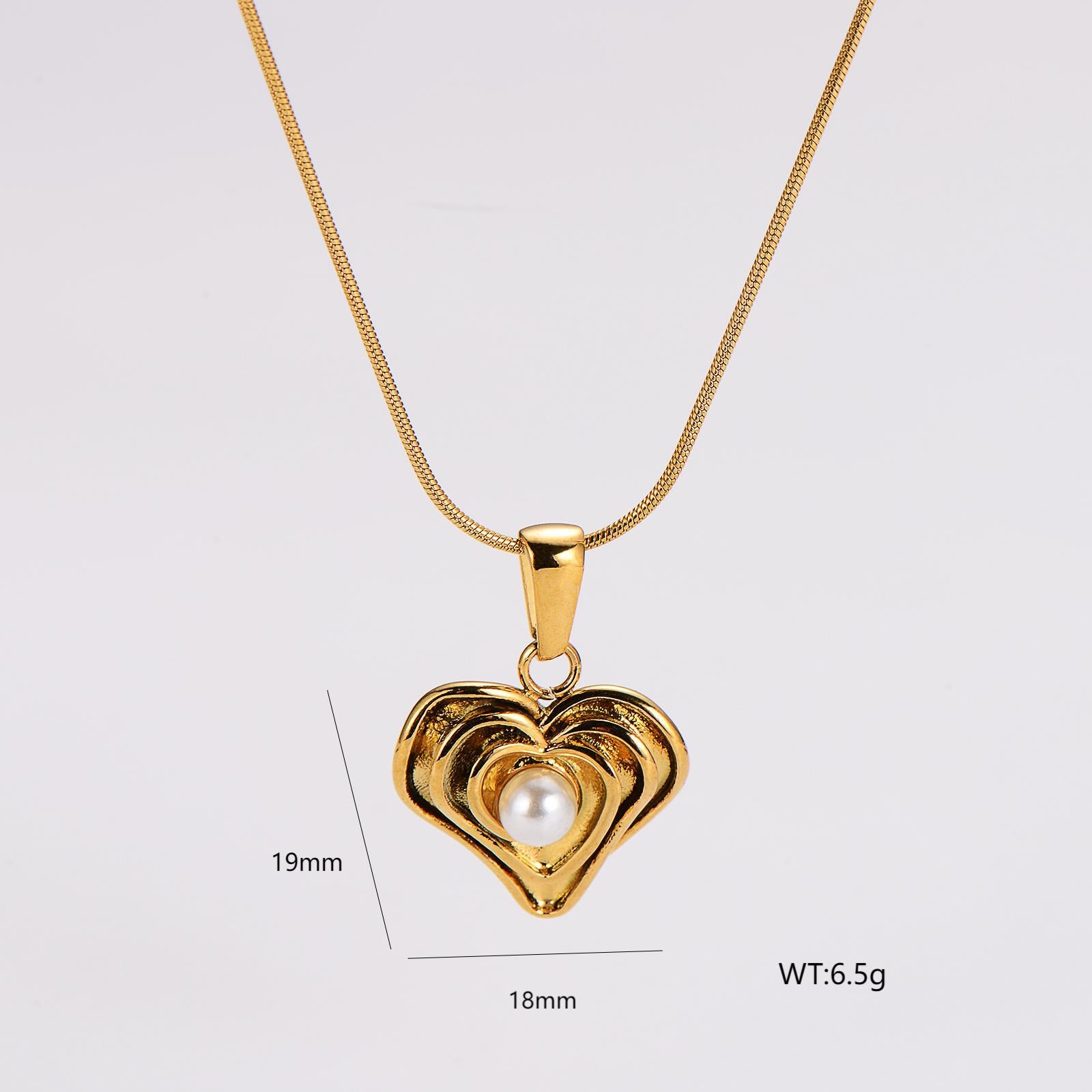 Aml French Retro Fashion Geometric Love Necklace Female Stainless Steel Style Clavicle Chain