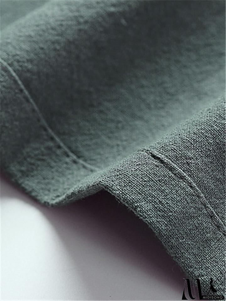 MidiSono - Mens Vintage Stand Collar Solid Color Cotton&Linen Robes