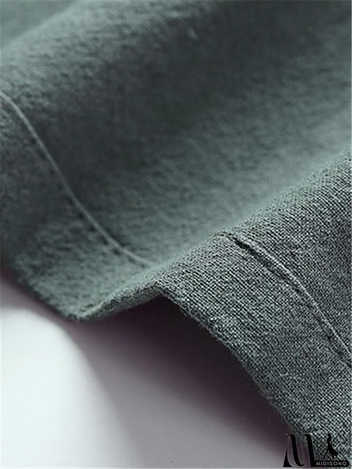 MidiSono - Mens Vintage Stand Collar Solid Color Cotton&Linen Robes