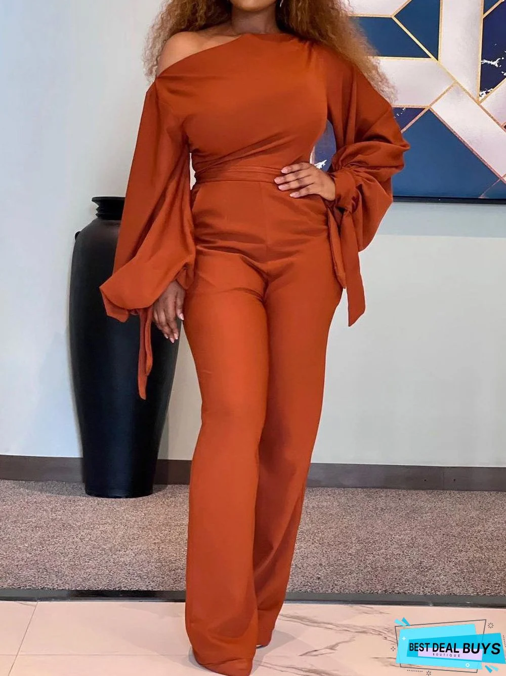 Women's Jumpsuits Casual Off-Shoulder High-Waisted Wide-Leg Jumpsuit