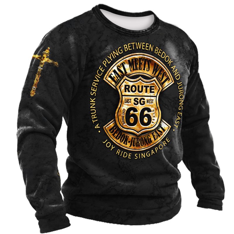 Men's Outdoor Route 66 Cross Print Sweatshirt-Compassnice®