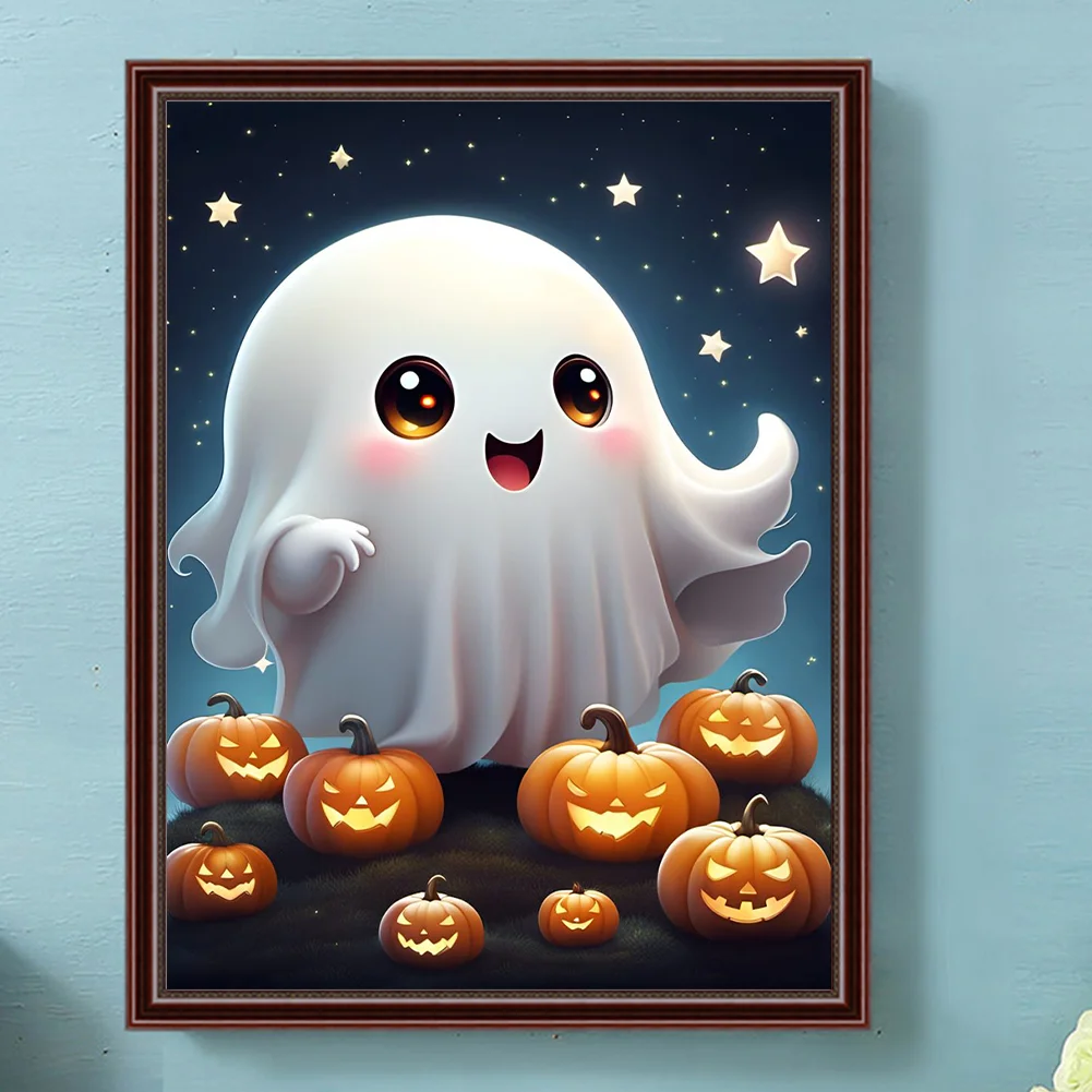 Diamond Painting - Full Round Drill - Halloween Cute Ghost(Canvas|30*40cm)