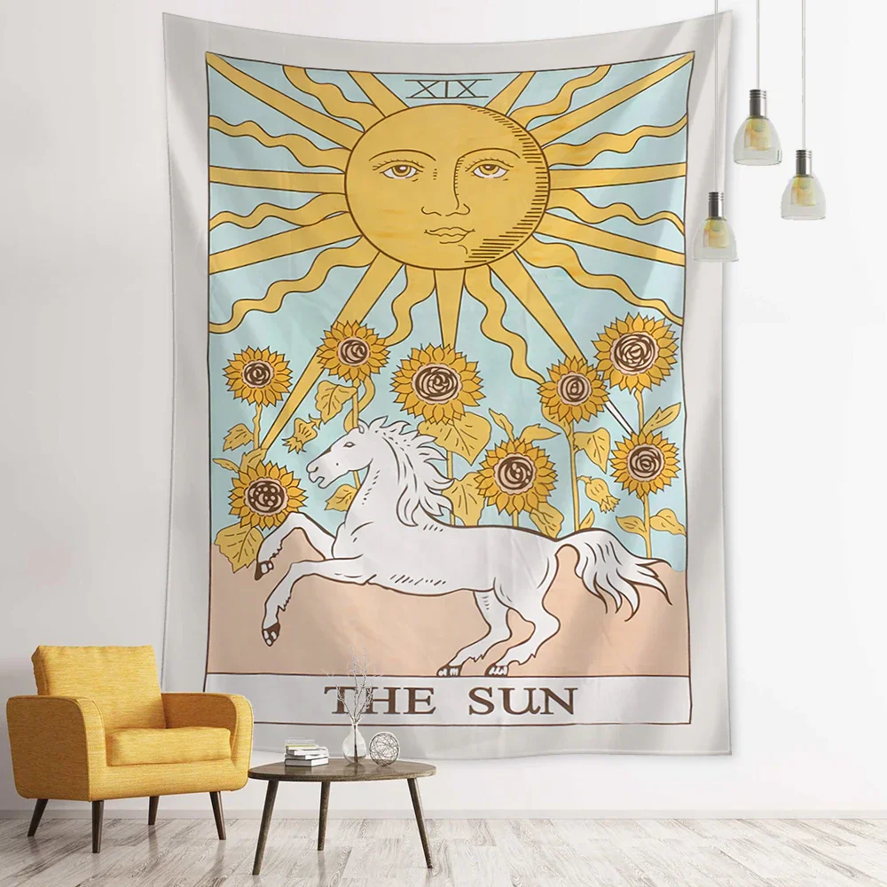 Nigikala Girl Tapestry Wall Hanging Retro INS Psychedelic Hippie Tarot Card Tapiz Room Dormitory Home Decor