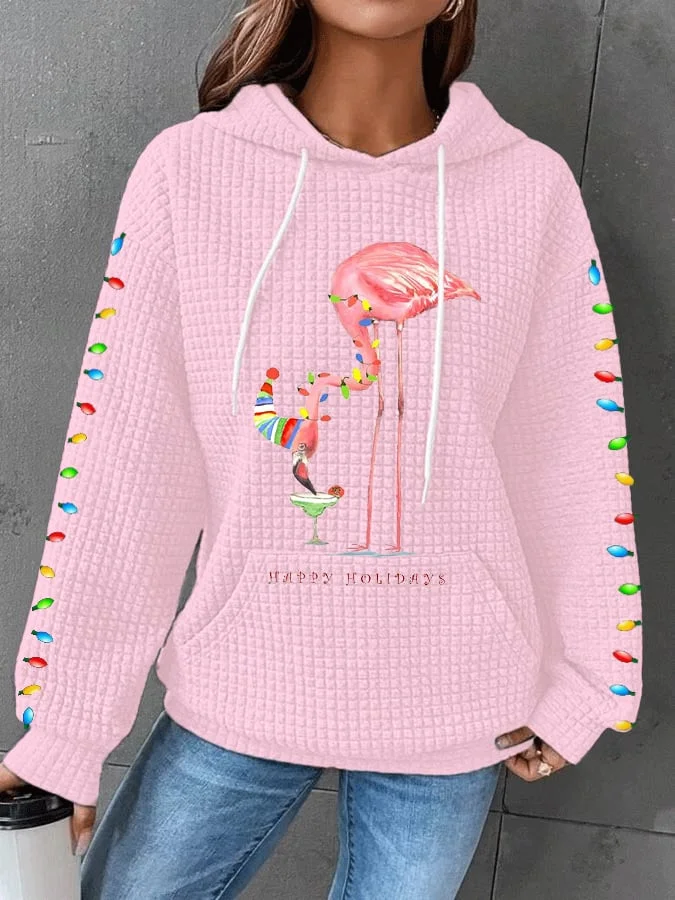 Women's Merry Christmas Flamingo Print Casual Sweatshirt