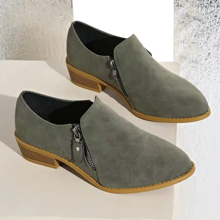 Breakj Breakj Autumn And Winter British Sharp Short Boots Women Retro Side Zipper In The Leather Boots Size 43 Martin Boots