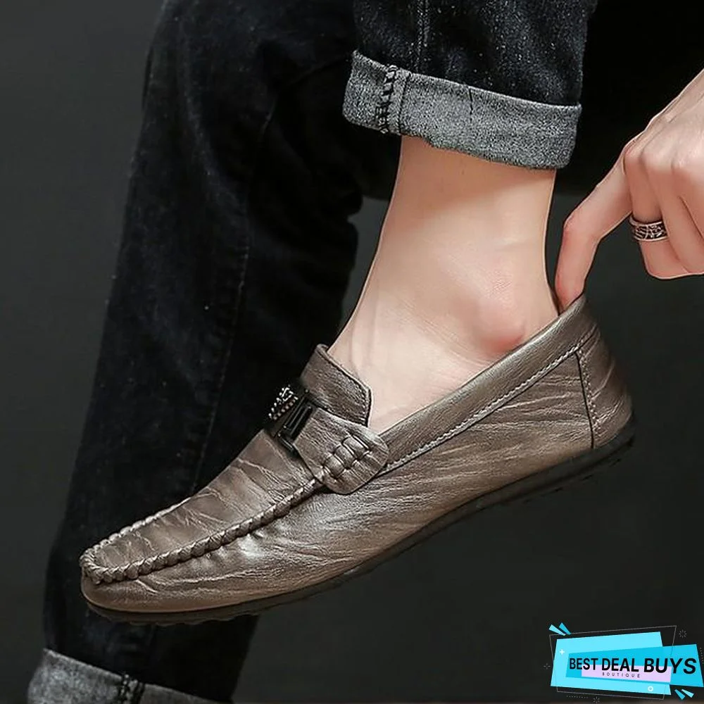 Men's Summer Daily Loafers & Slip-Ons Pu White / Black / Gray