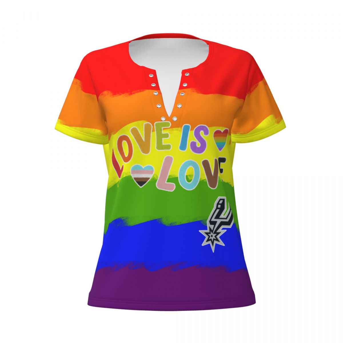 San Antonio Spurs Love Pride Women's Deep V Neck Tee Shirts