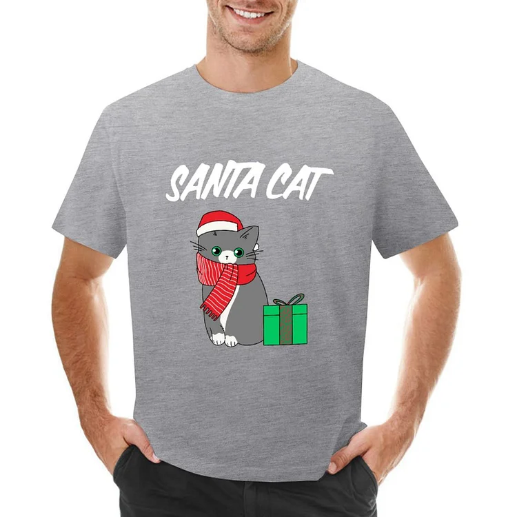Christmas Santa Cat Designable Men's T-shirt	