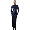High Quality Sissy Hobble Dress Wetlook PU Leather Bodycon Maxi Dress with Gloves Man Male Sissy Pencil Dress Club Party Dress