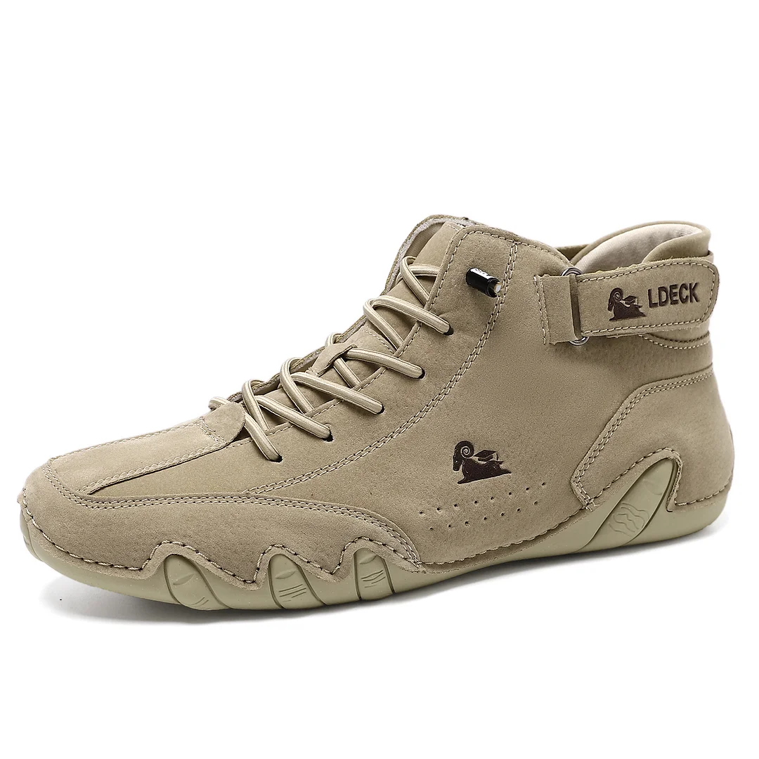 Men's Italian Handmade Suede Velcro High Boots