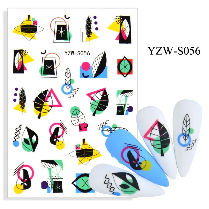 Sexy Lady Shaped Fashion Nail Sticker Geometric Abstract Line Nails Inspired Decals Art 3D Adhesive Sliders Manicure Accessory-Nail Inspo