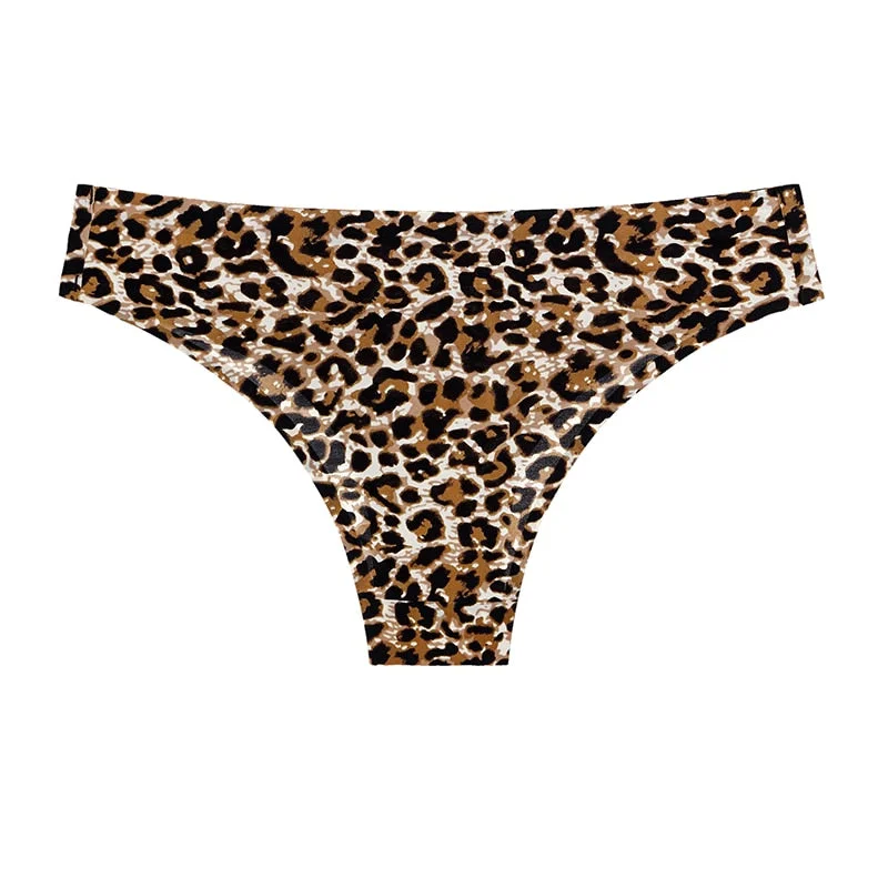 1 Pcs Women's Panties Woman Underwear Sexy Seamless Sports Leopard Female T-back G-string Thongs For Woman Ice Silk New BANNIROU