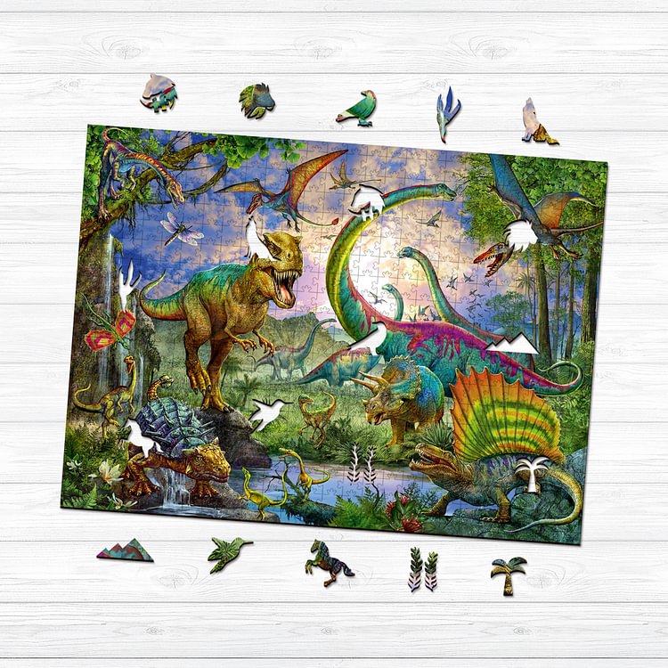 Jurassic dinosaurs World Wooden Jigsaw Puzzle