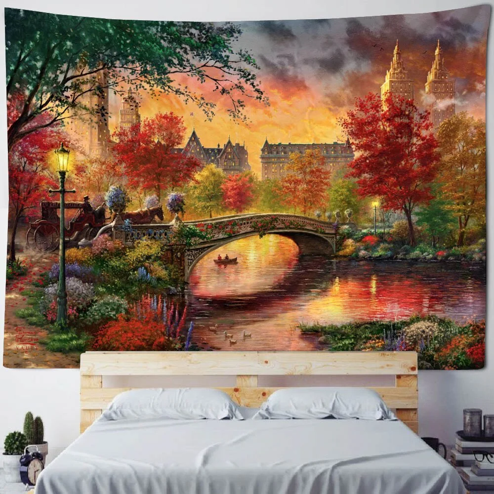 Nigikala Oil Painting Tapestry Retro Art Wall Hanging Kawaii Aesthetic Room Decor Hippie Home Wall Decor Yoga Mat Sheets