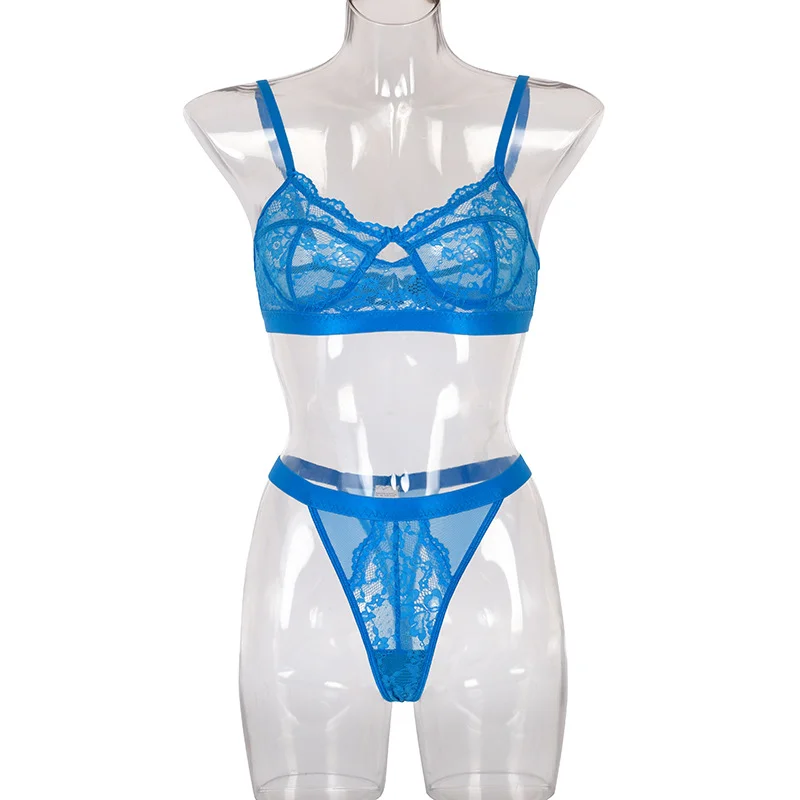 Billionm Sensual Women Sexy Underwear Set See Through Lace Floral Lingerie Transparent Pink Bra Briefs Femme Lenceria Bralette Underpants